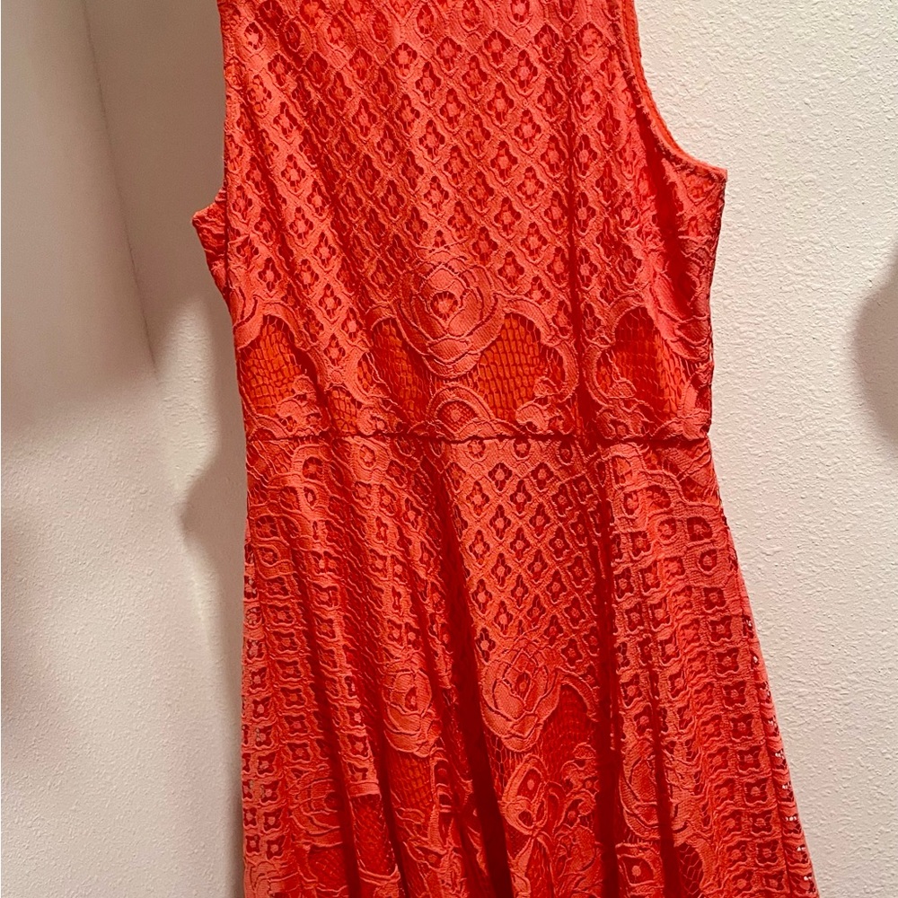 Elegant Coral Lace Dress